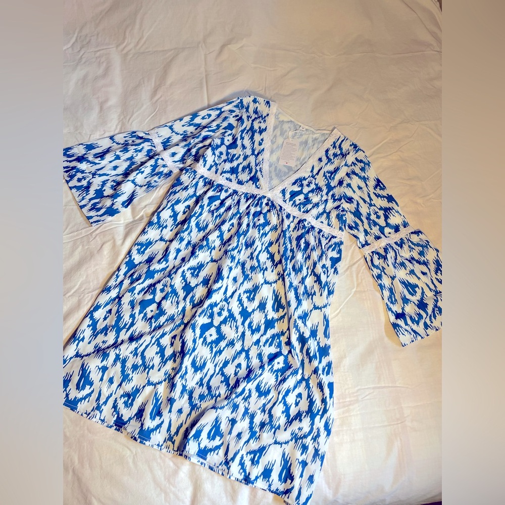Blue and White Patterned Summer Dress